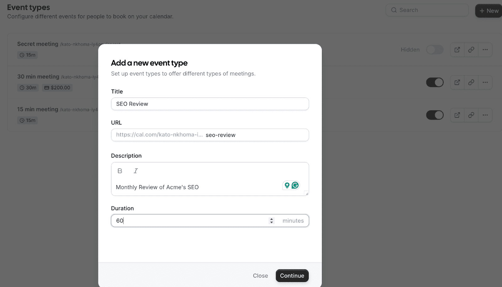 Adding a new event type