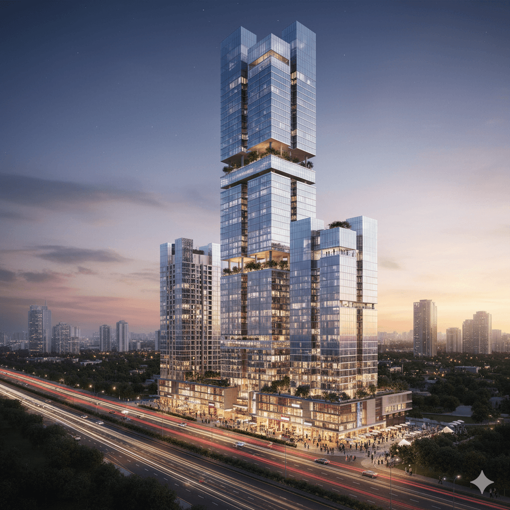 Architectural blueprint or floor plan detailing a high-value, contemporary residential unit layout