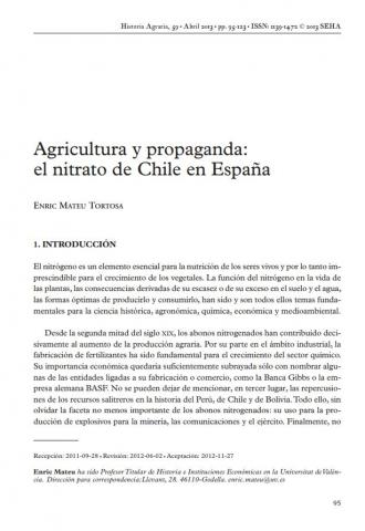 Agricultura y propaganda: el nitrato de Chile en España