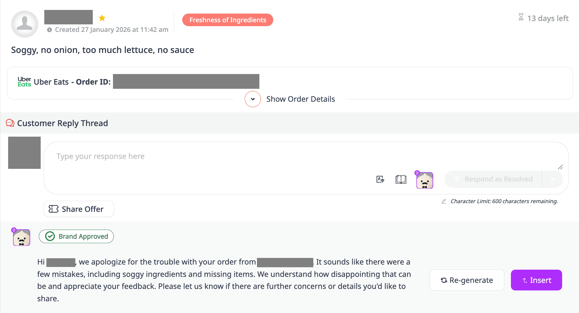 Examples of Alfie, Momos AI agent, responding to a negative review to manage reputation