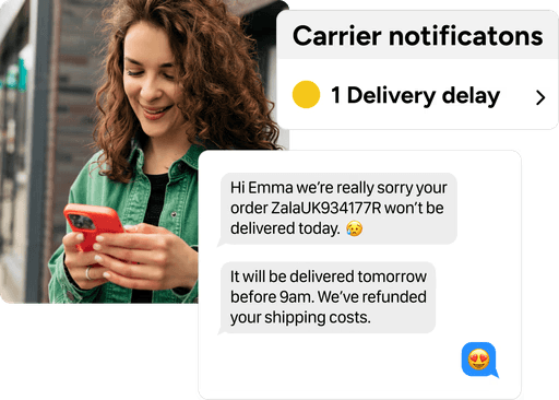 Shipping dashboard showing issues on delivery timeline