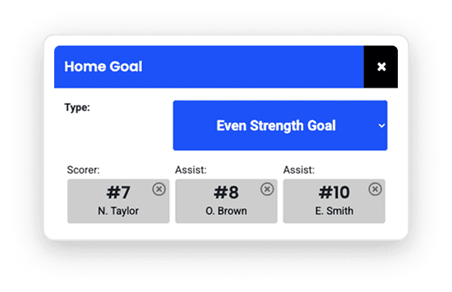 TeamLinkt's Digital Hockey Game Sheets Player Statistics