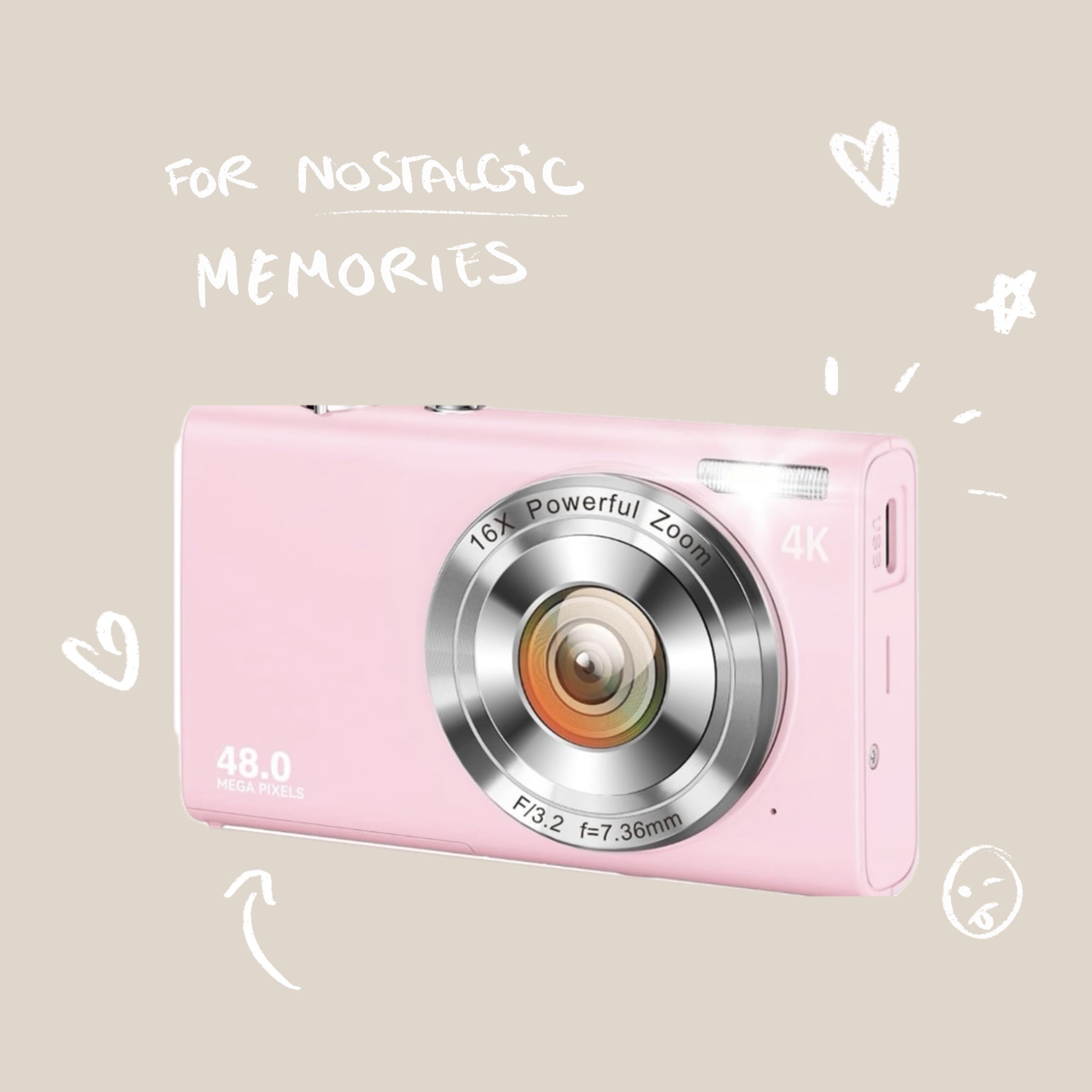 Retro digital camera for capturing soft and imperfect memories with a vintage aesthetic. A unique and thoughtful gift for photography enthusiasts who appreciate nostalgic moments.