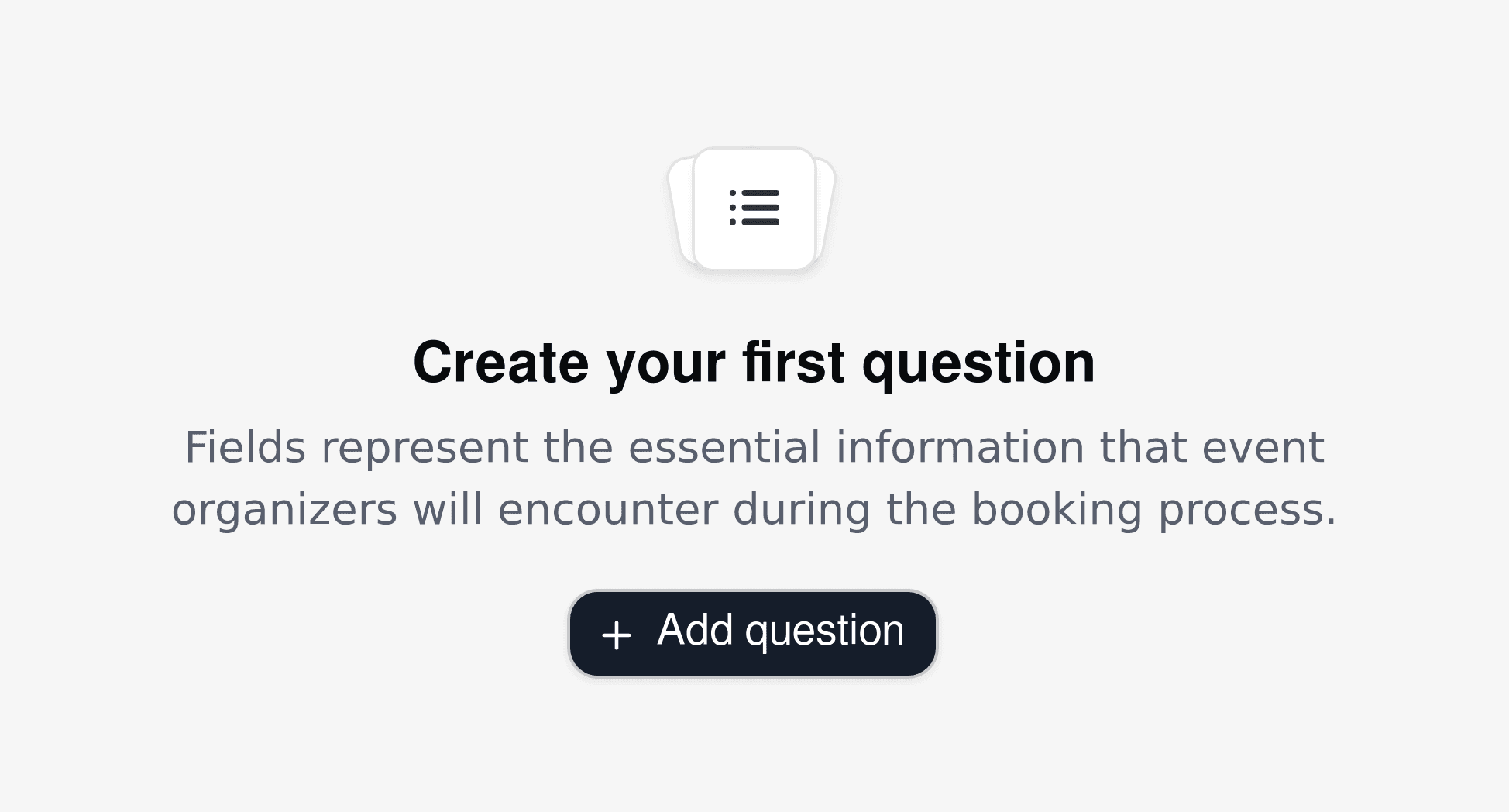 Event venue routing form creation interface, highlighting custom questions for event bookings.