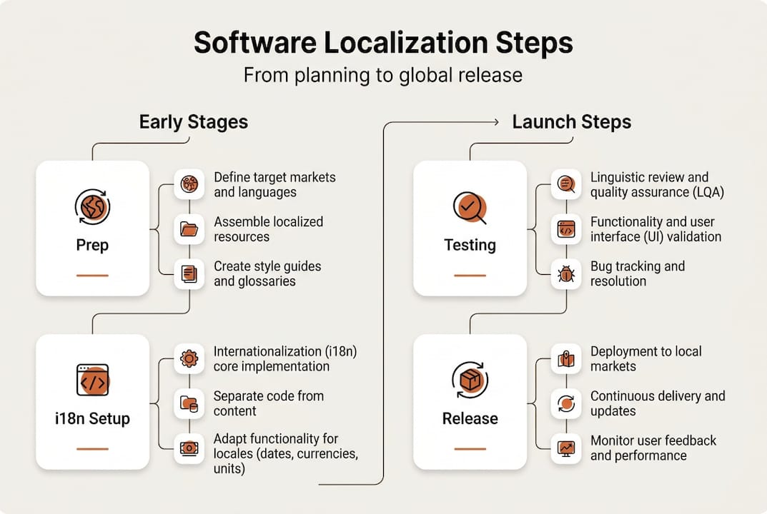 Infographic showing software localization process