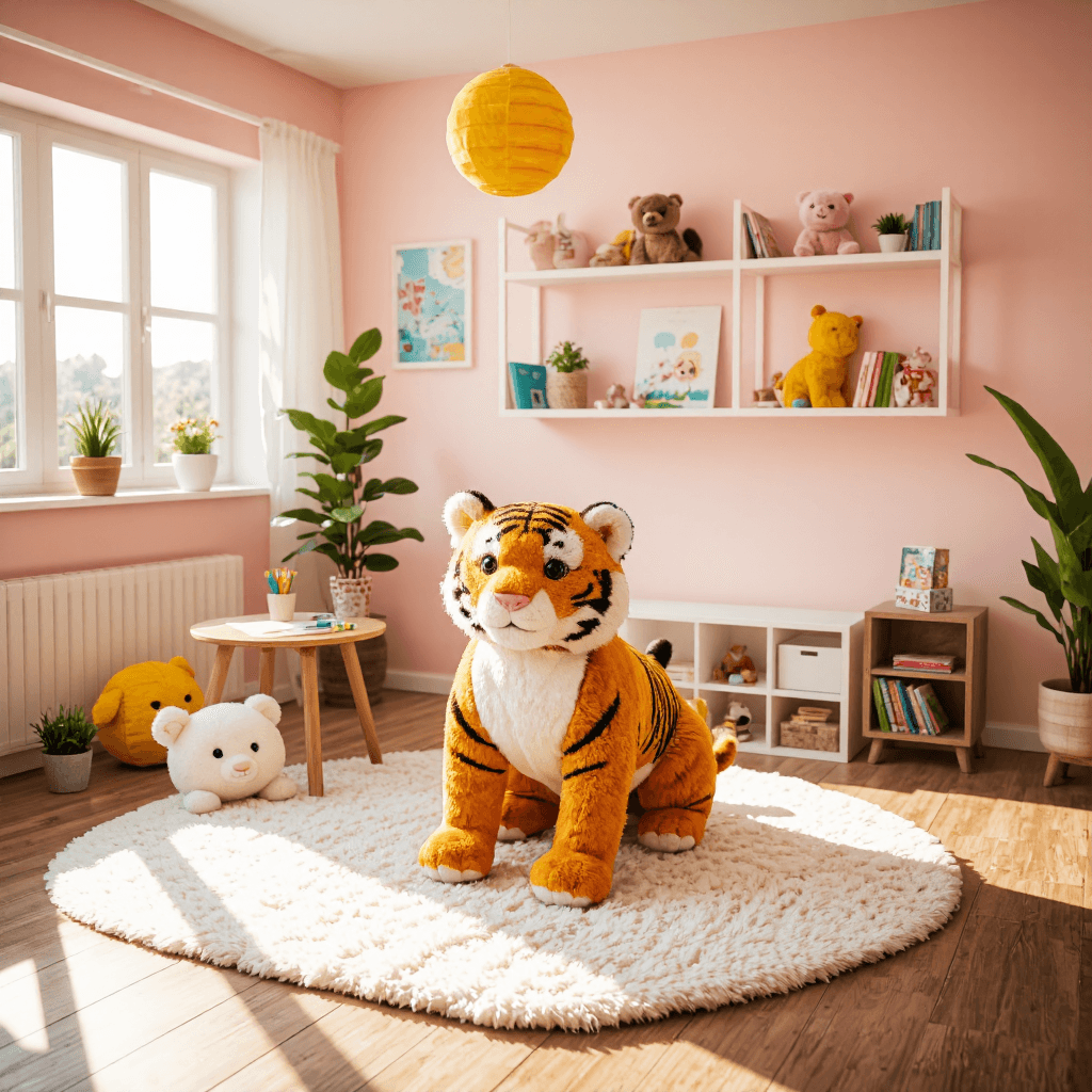 product photography of plush tiger toy