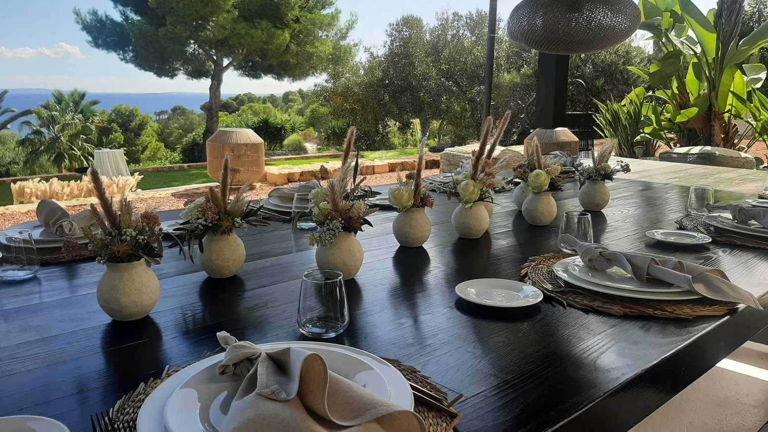 Dining at the deck, exclusive luxury villa Ibiza holiday retreat and events