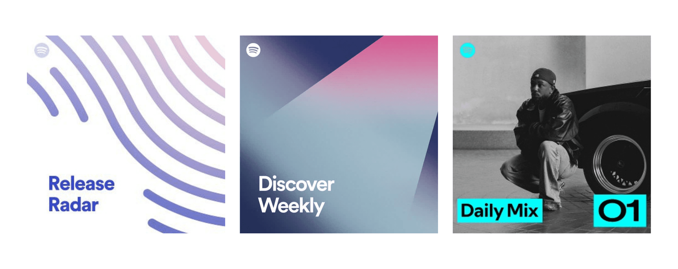 algorithmic playlists on Spotify, including Release Radar, Discover Weekly & Daily Mix