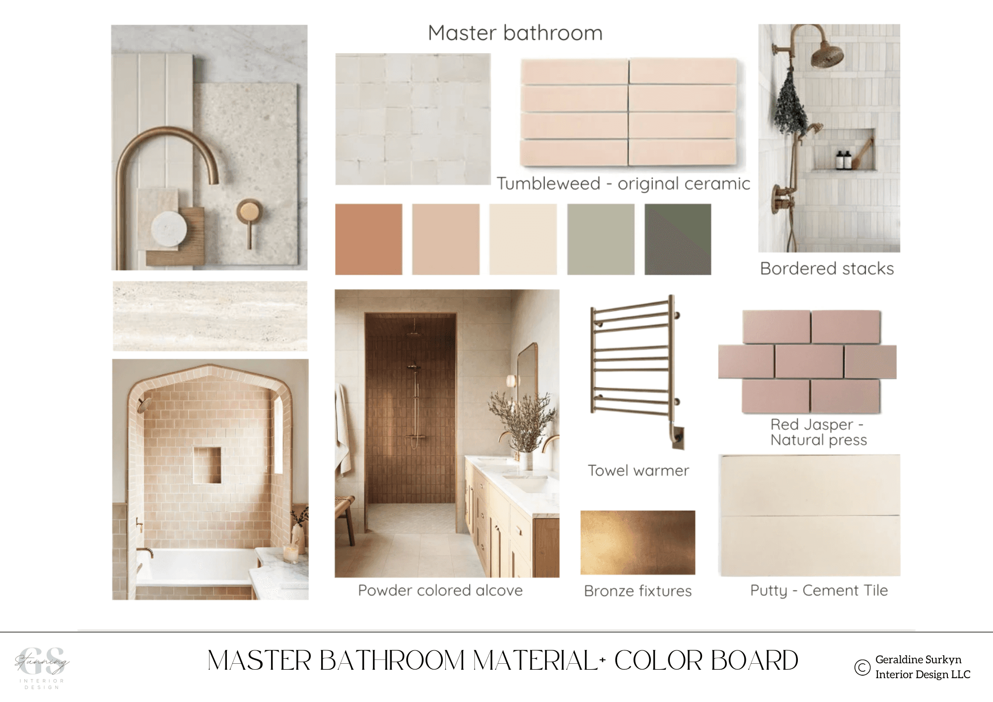 Master bathroom material and colour board