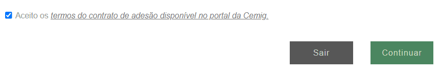 você deve aceitar os termos do contrato para solicitar uma ligação nova pelo cemig atende