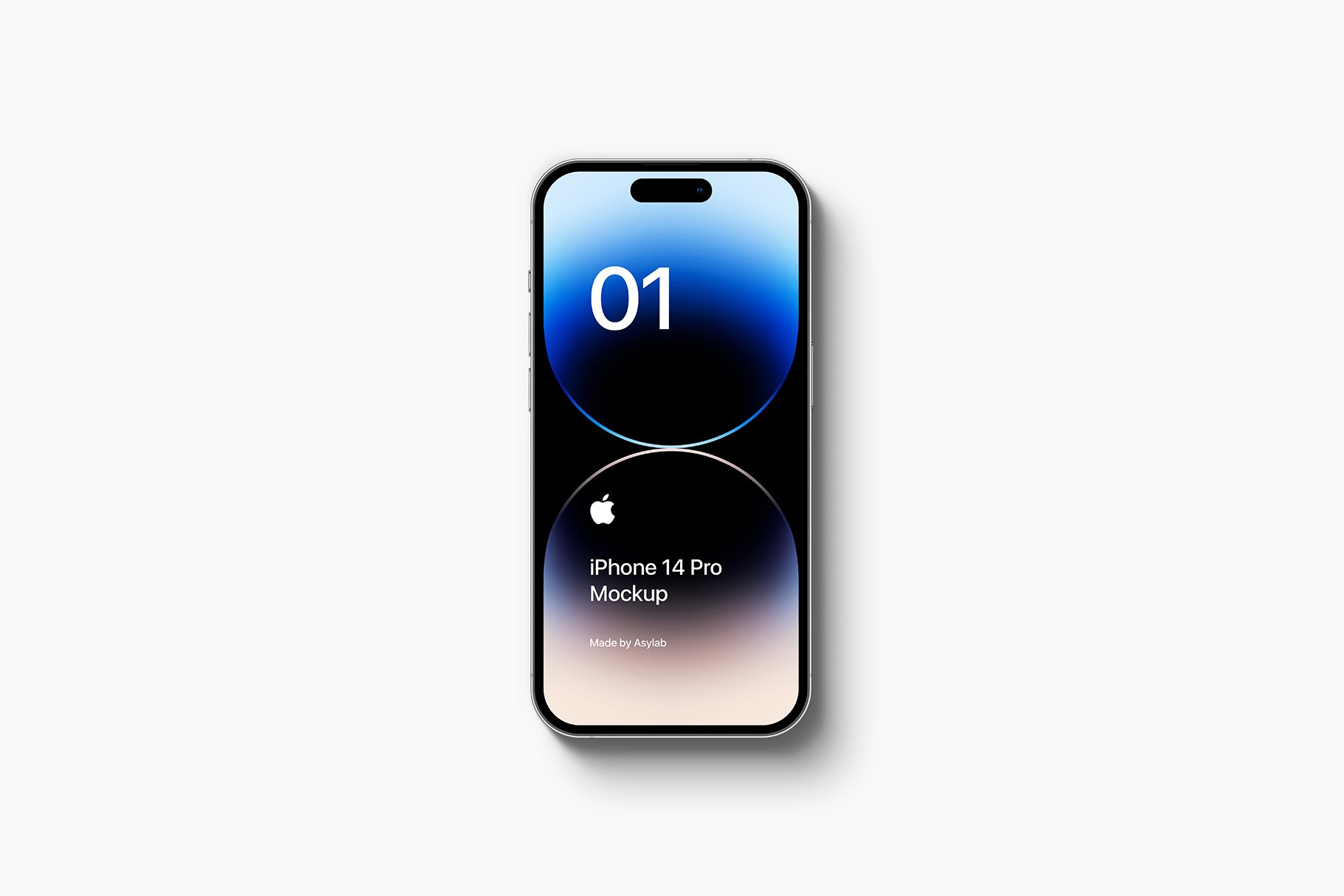 Space Black iPhone 14 Pro mockup with a subtle shadow, highlighting its elegant and sleek design.