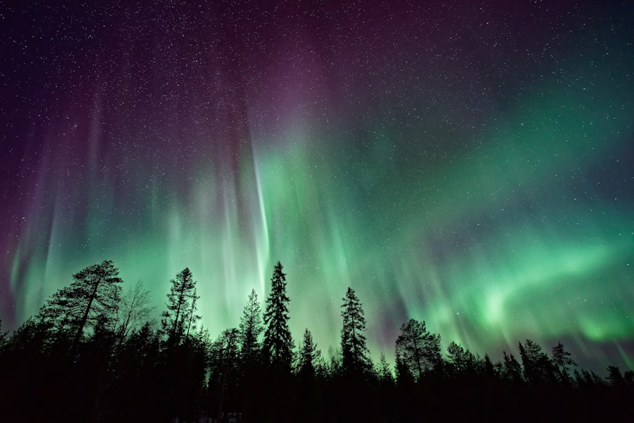 Icelandic landscape beneath the northern lights