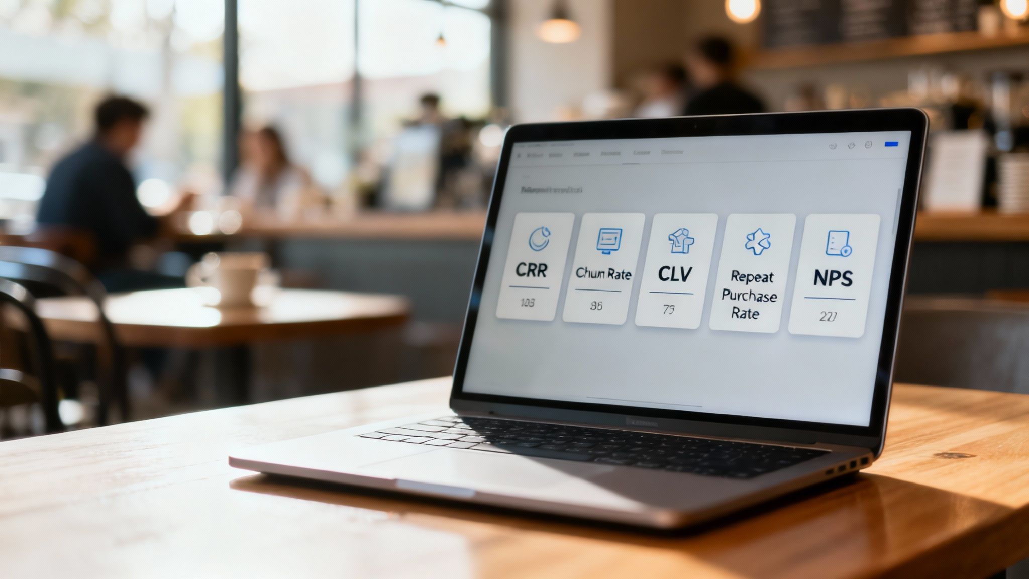 A dashboard showing various customer retention metrics charts and graphs.