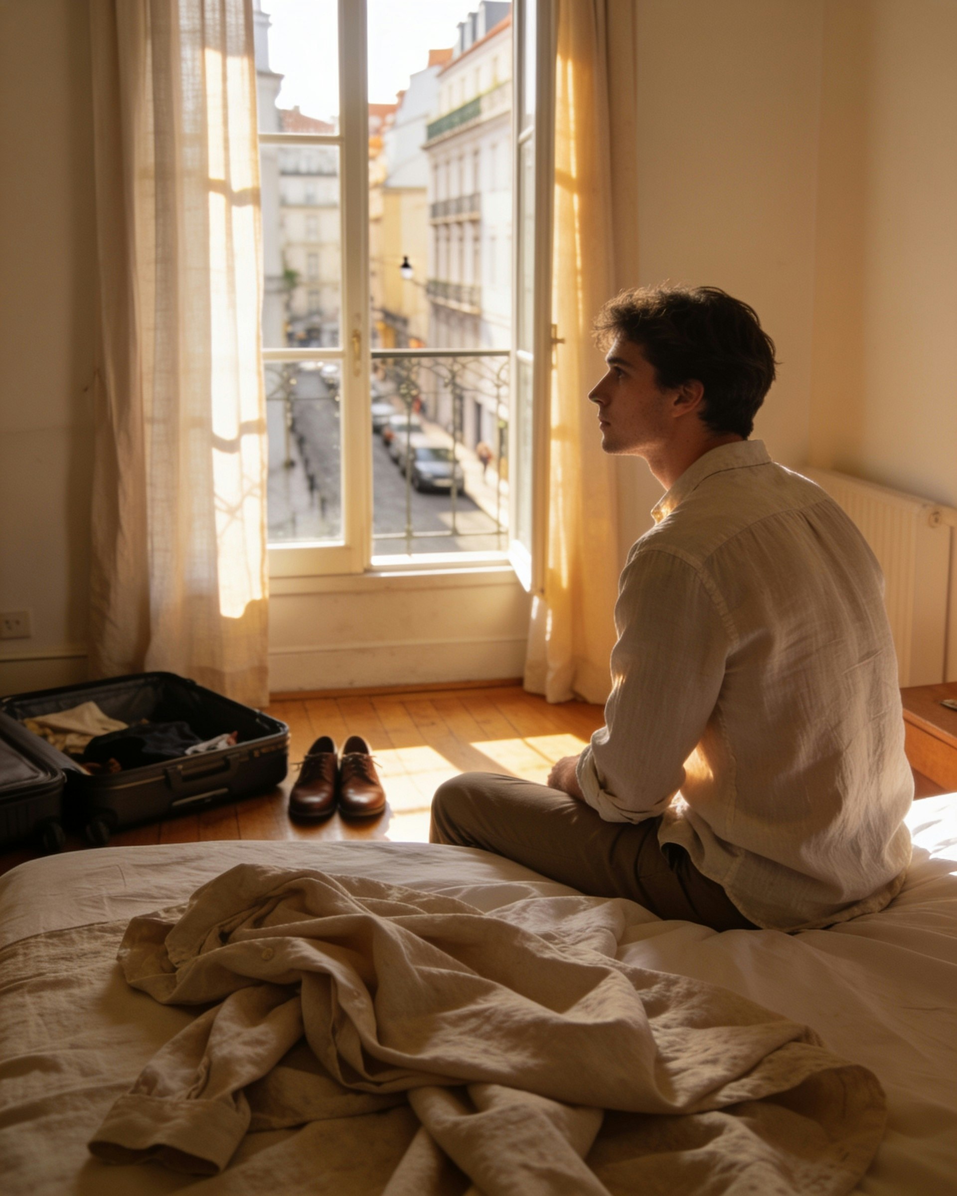 Traveler at an open window