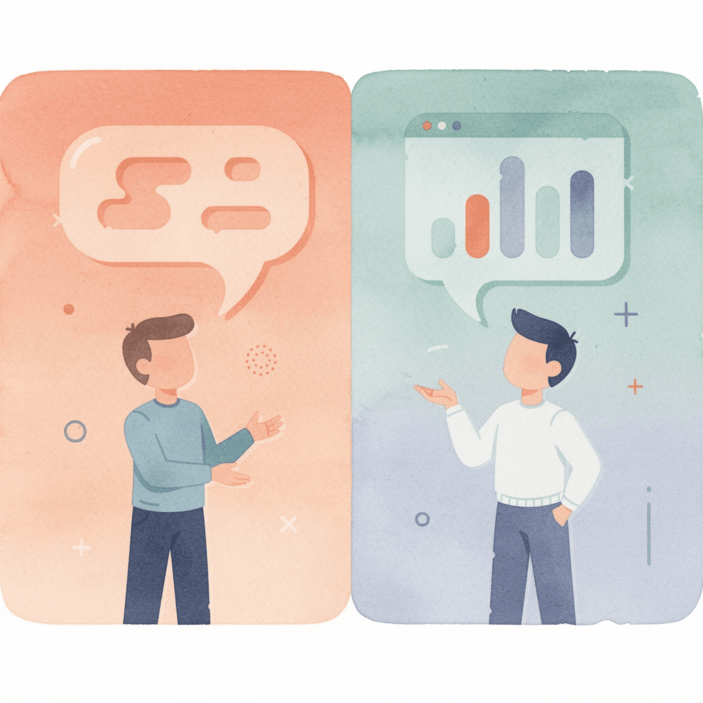 Split scene showing evaluation trading versus funded account trading approaches