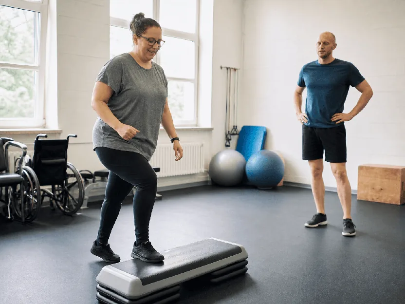 Une participante progresse sur un exercice fonctionnel