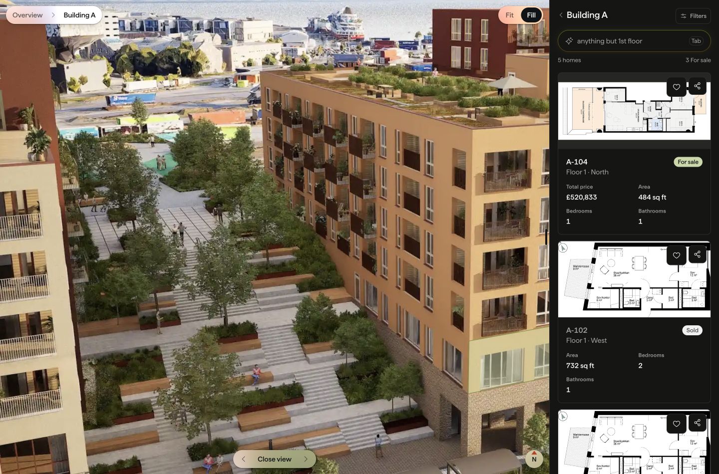 Property Explorer with floor plans and available homes.