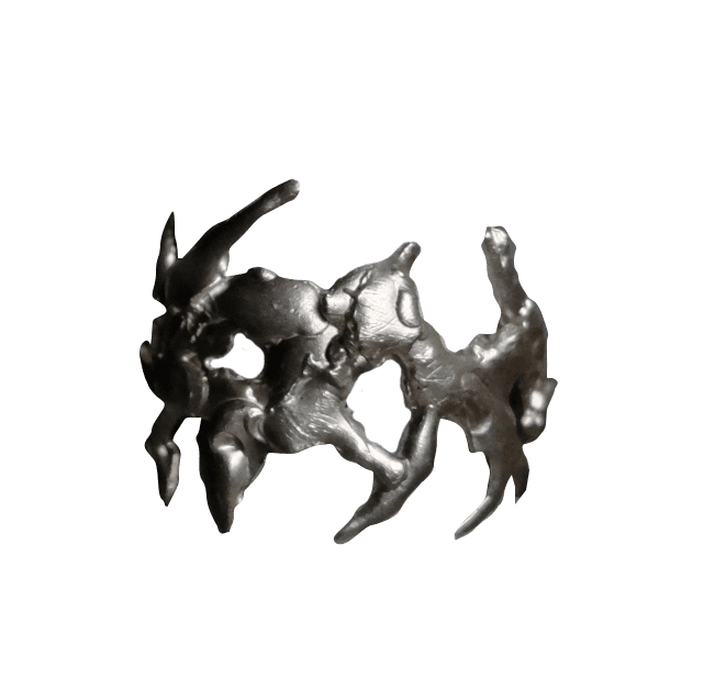 Sculpted silver ring with rough, uneven surface