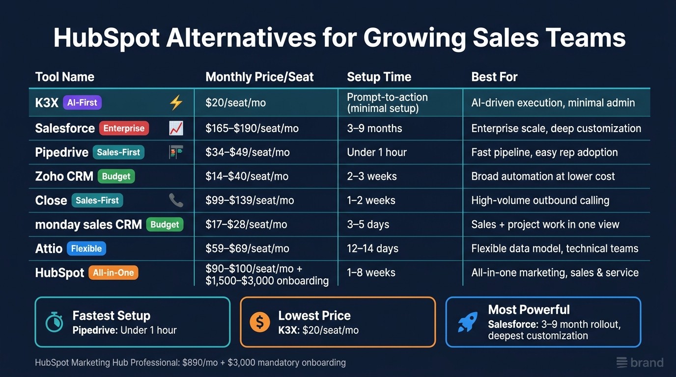 HubSpot Alternatives Compared: Price, Setup Time & Best Fit (2024)