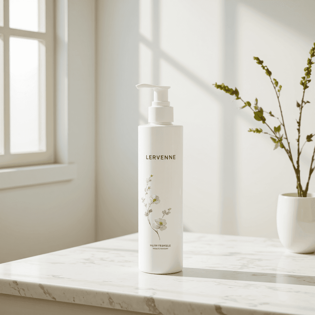 product photography of a bottle of hair treatment product