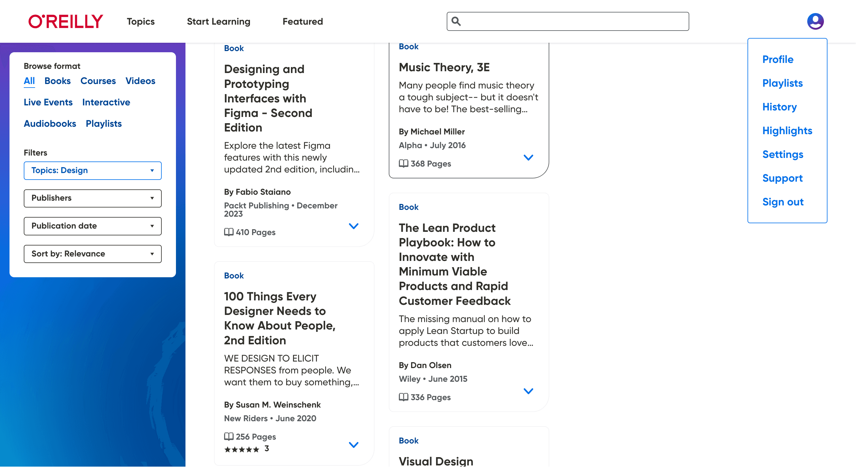 new o'reilly navigation user profile menu