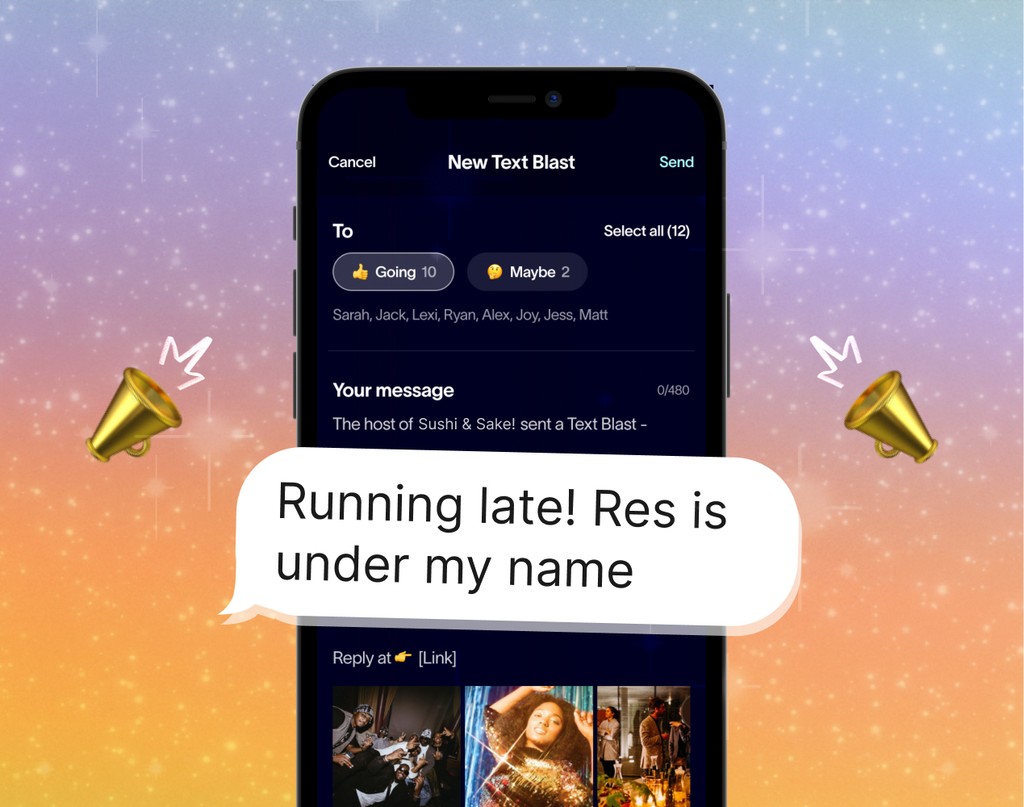 Text blast on phone with football field background