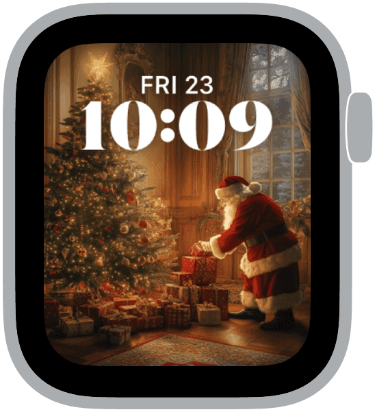 an apple watch face from the santa collection