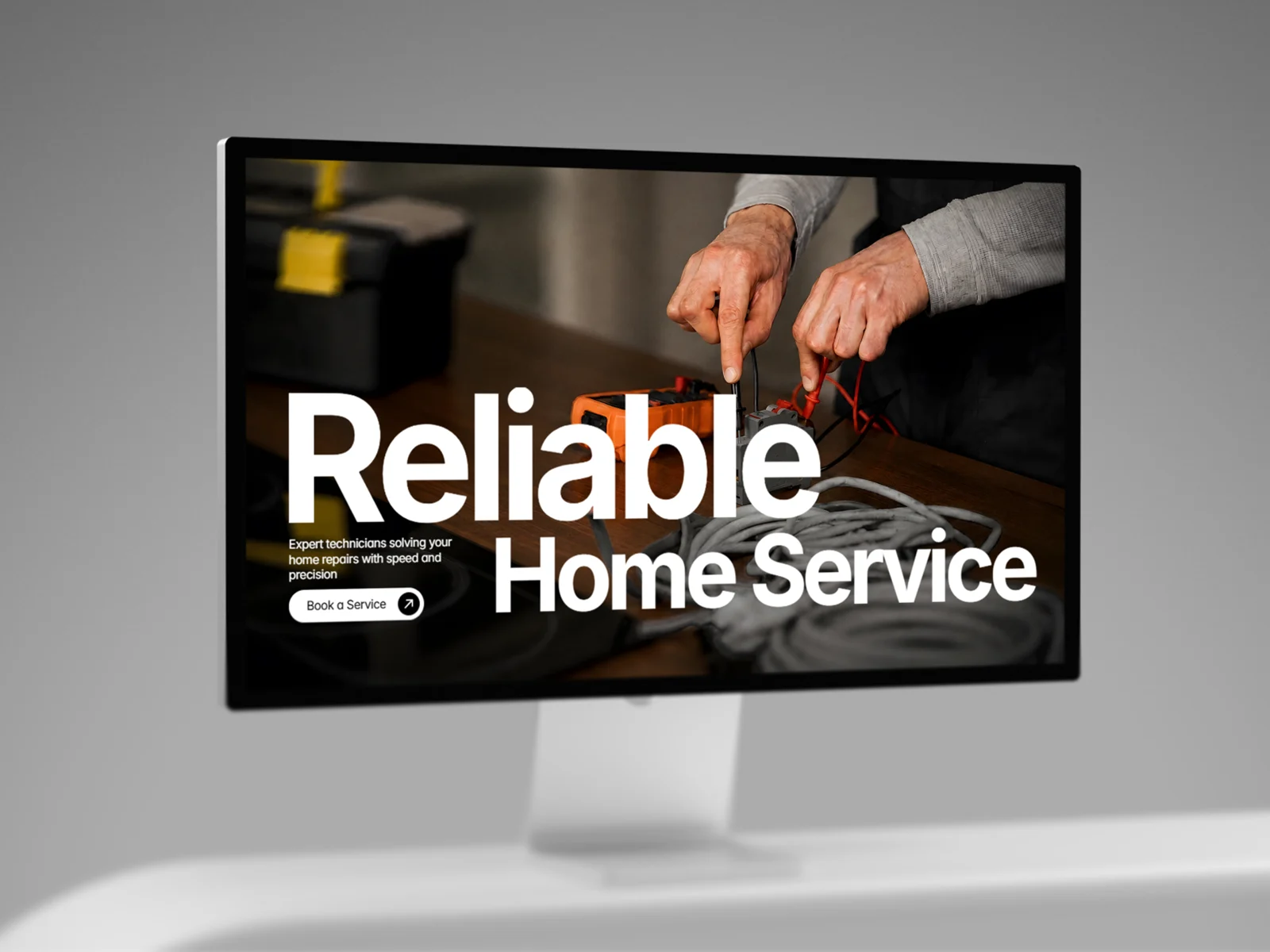 Aurix Home repair and maintenance Framer template displayed on a desktop monitor with a home service hero section.