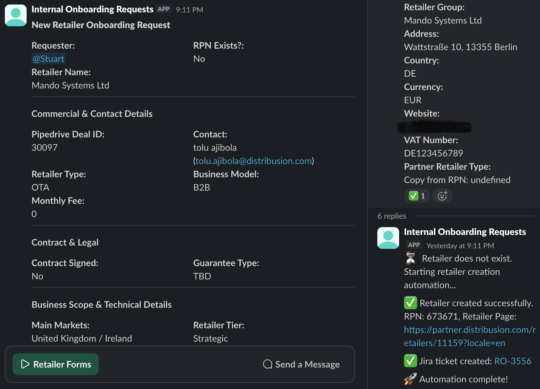 Follow up slack message tagging the deal owner for explanation on the deal