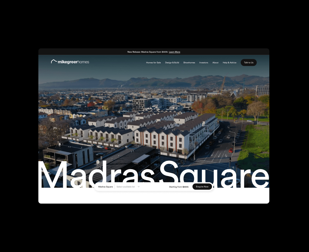 Desktop Landing Page for Madras Square Development