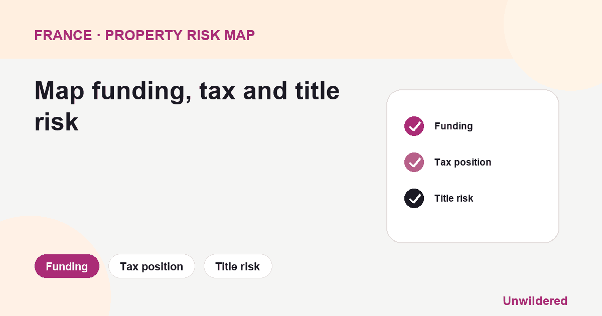 France London Property Investment Guide 的流程图：融资、税务状况、产权风险。