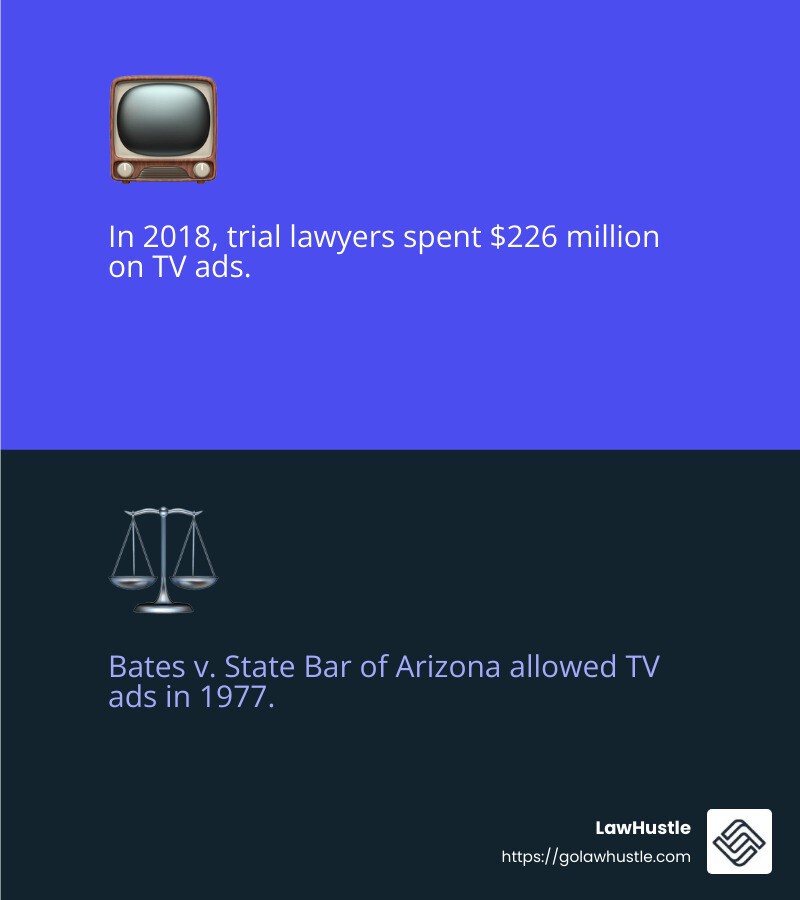 Lawyer advertising investment in 2018 - law firm TV advertising infographic 2_facts_emoji_blue