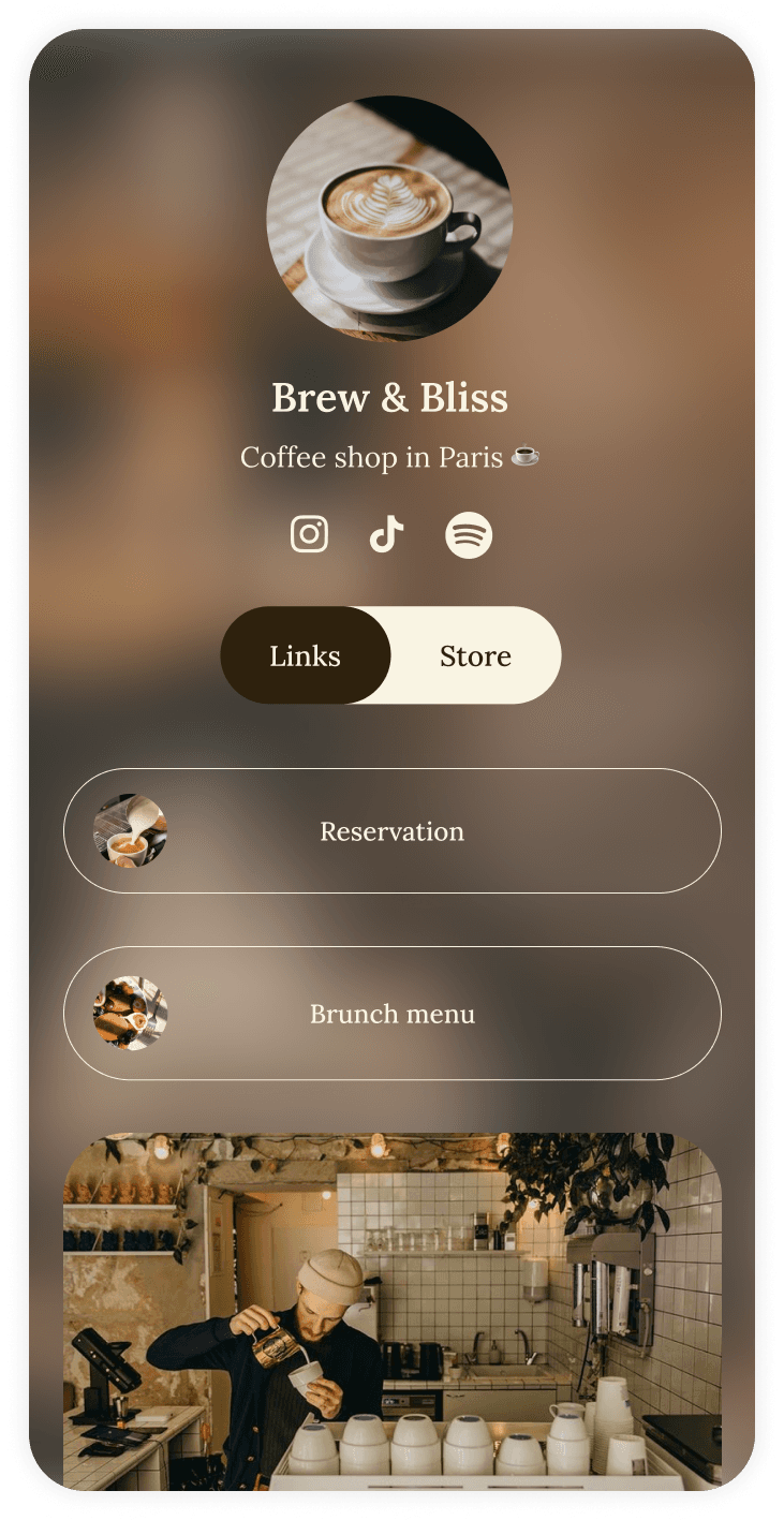 Small business website builder template for coffee shop with menu and ordering