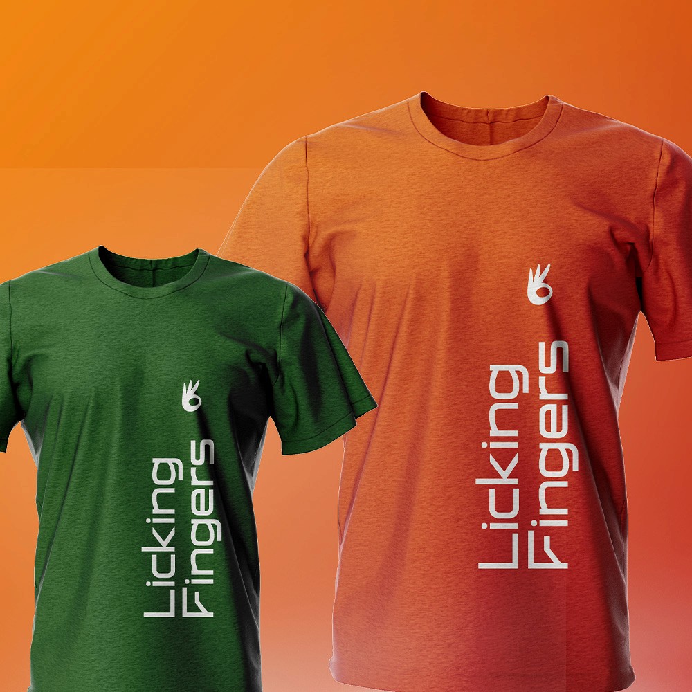 Bold, colorful food brand packaging for Licking Fingers restaurant