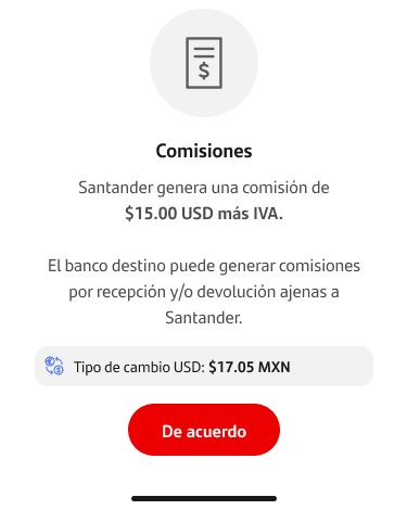 Santander Web's transfer form. The recipient, account and ammount selection can be made inside this single screen