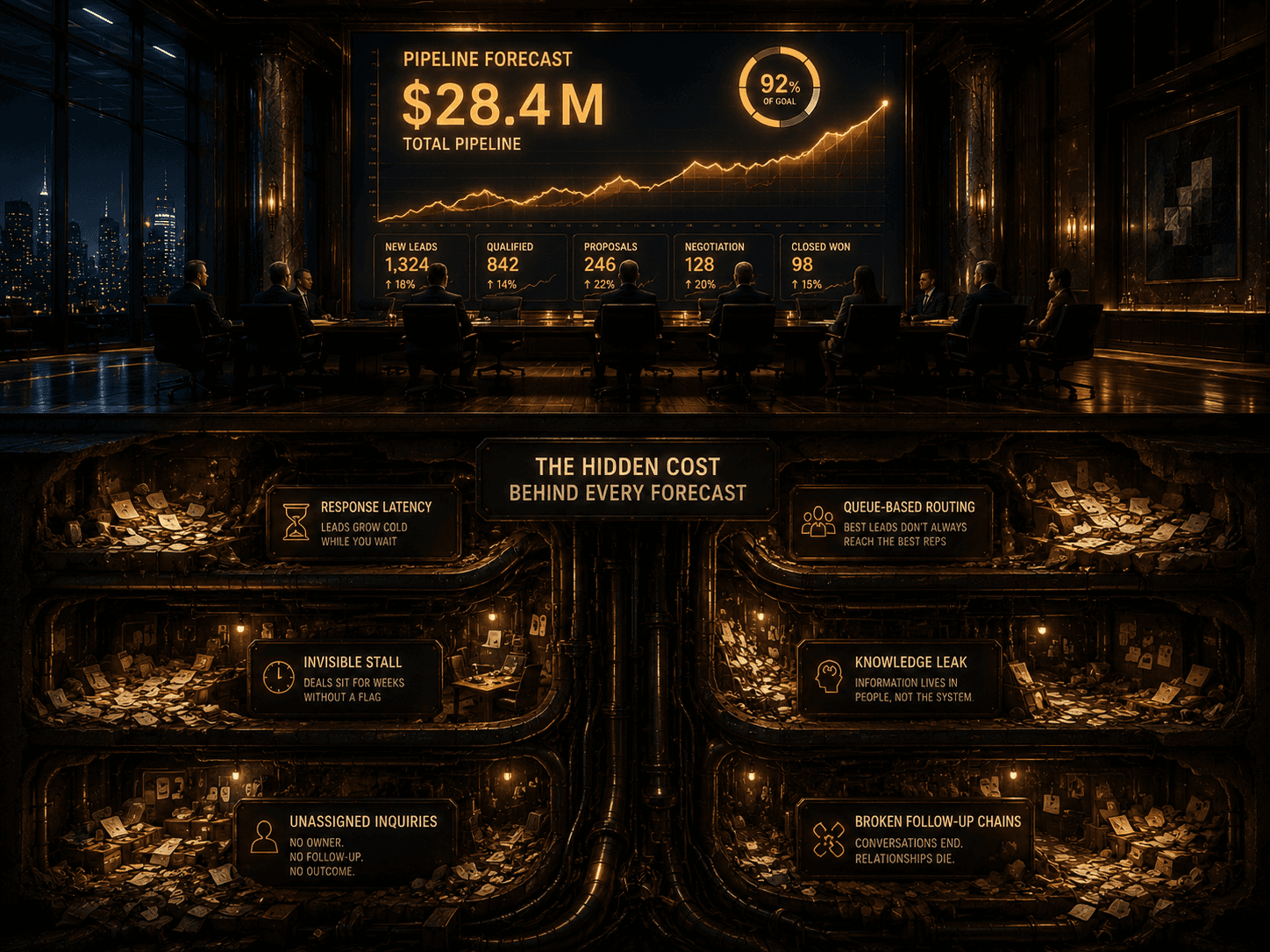 a graph showing the costs of a company without a crm automation implemented