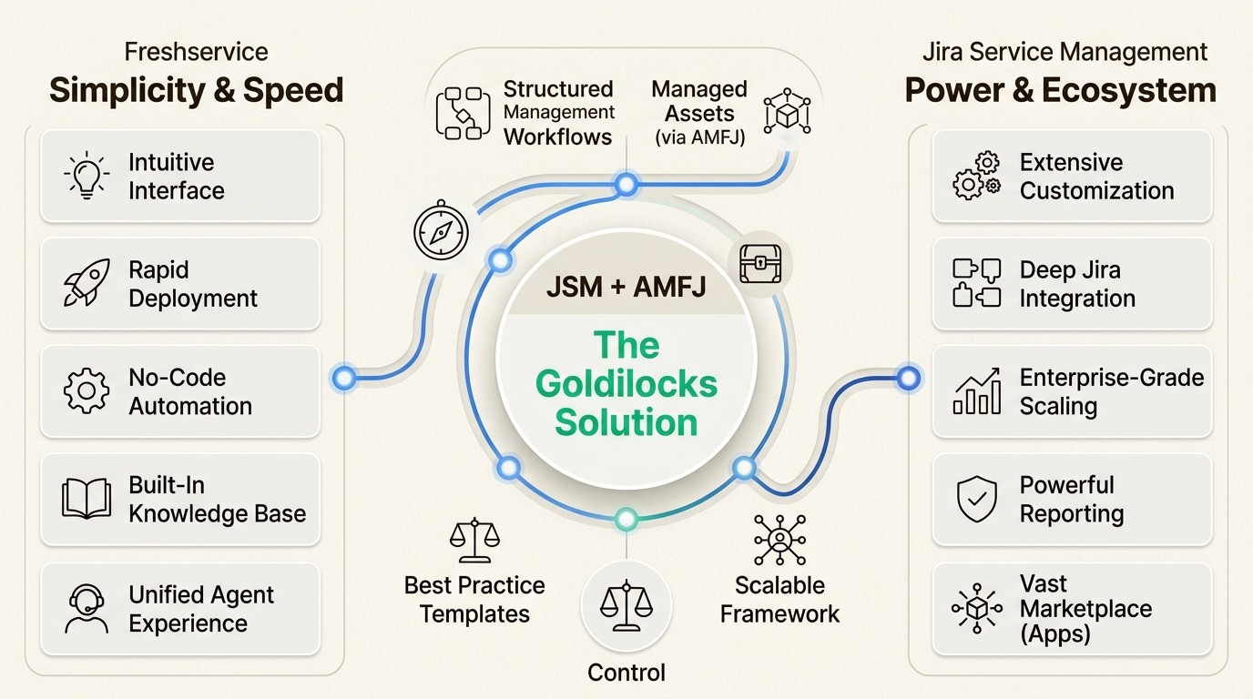 Understand the core philosophies of Freshservice and Jira Service Management, and discover a balanced solution.