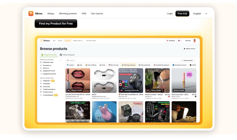 Minea advanced research tools