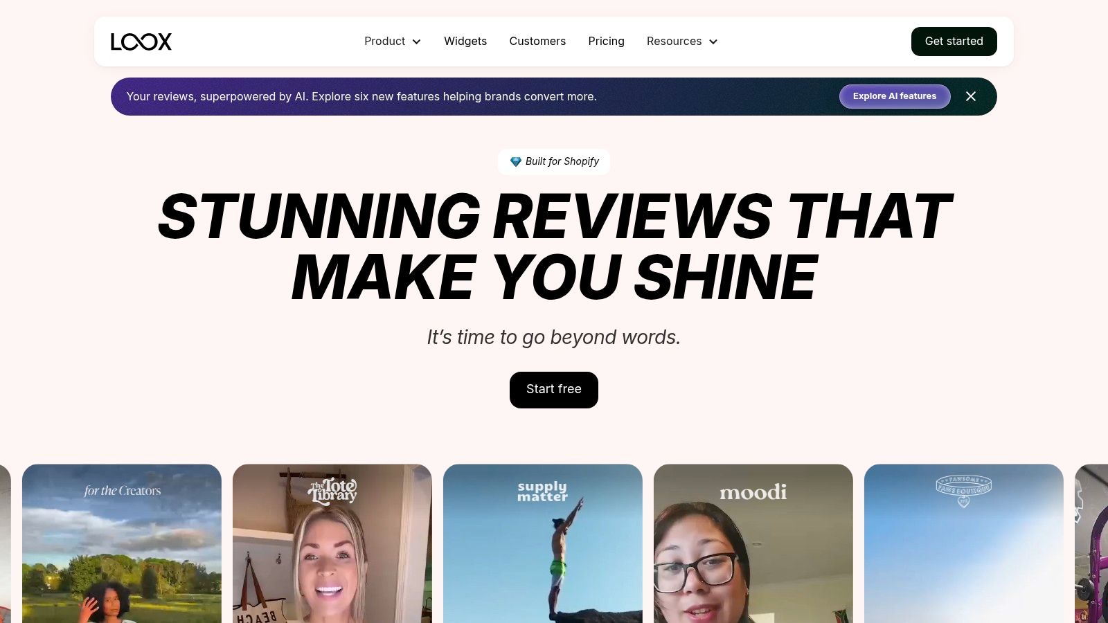 Screenshot from https://loox.io