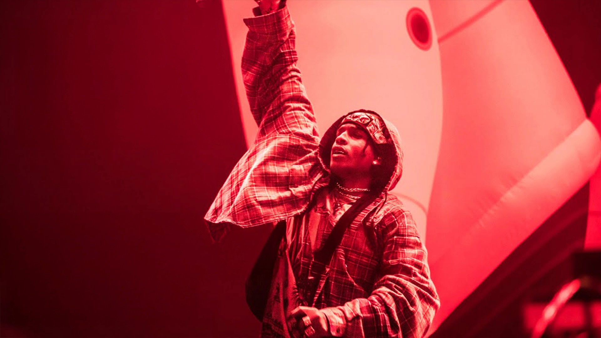 asap rocky live on stage at splash festival red picture hand move rihanna 