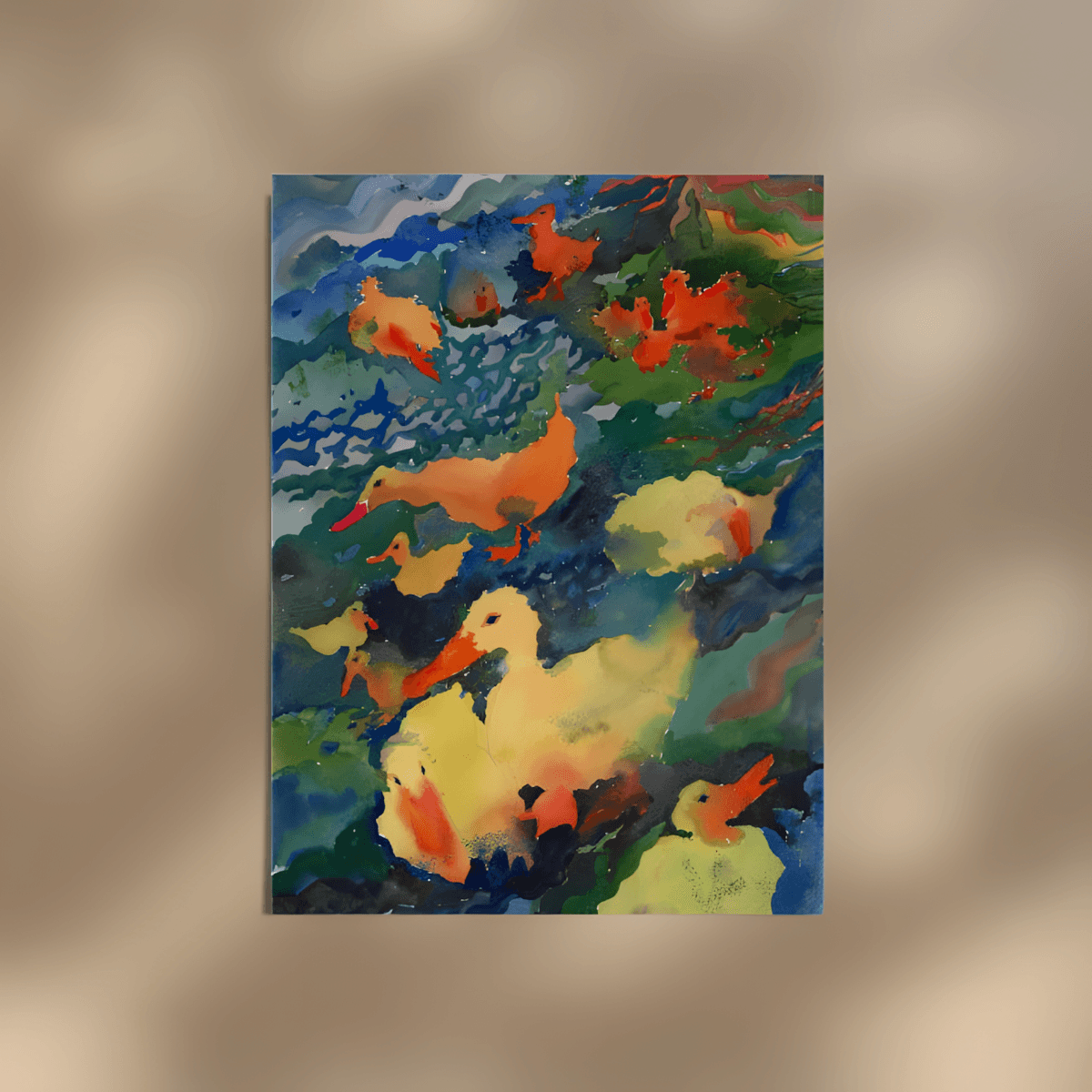 premium art poster and canvas prints, with originals available, from QART , of the artwork " Ducks in Ninh Binh "
