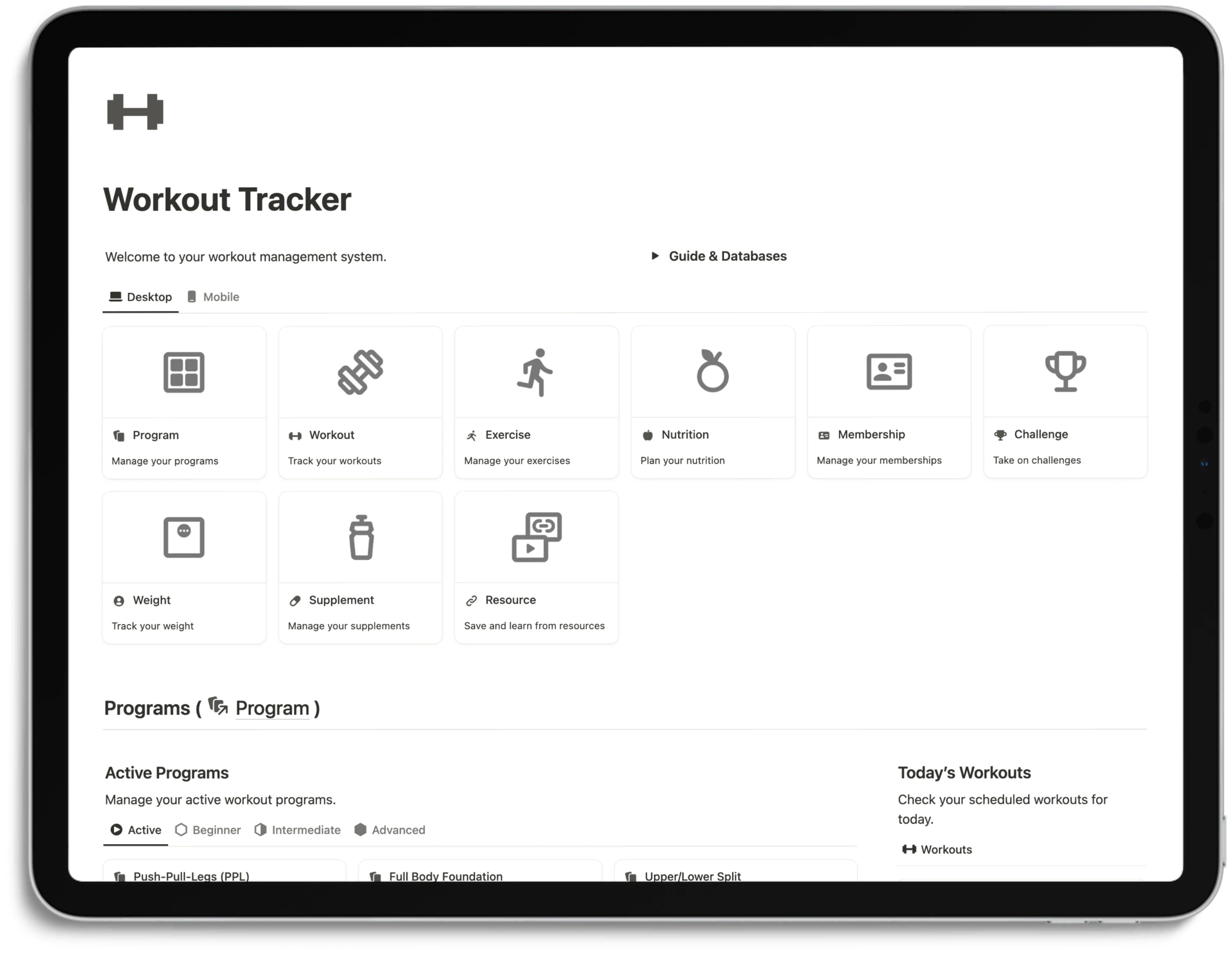 Notion Workout Tracker