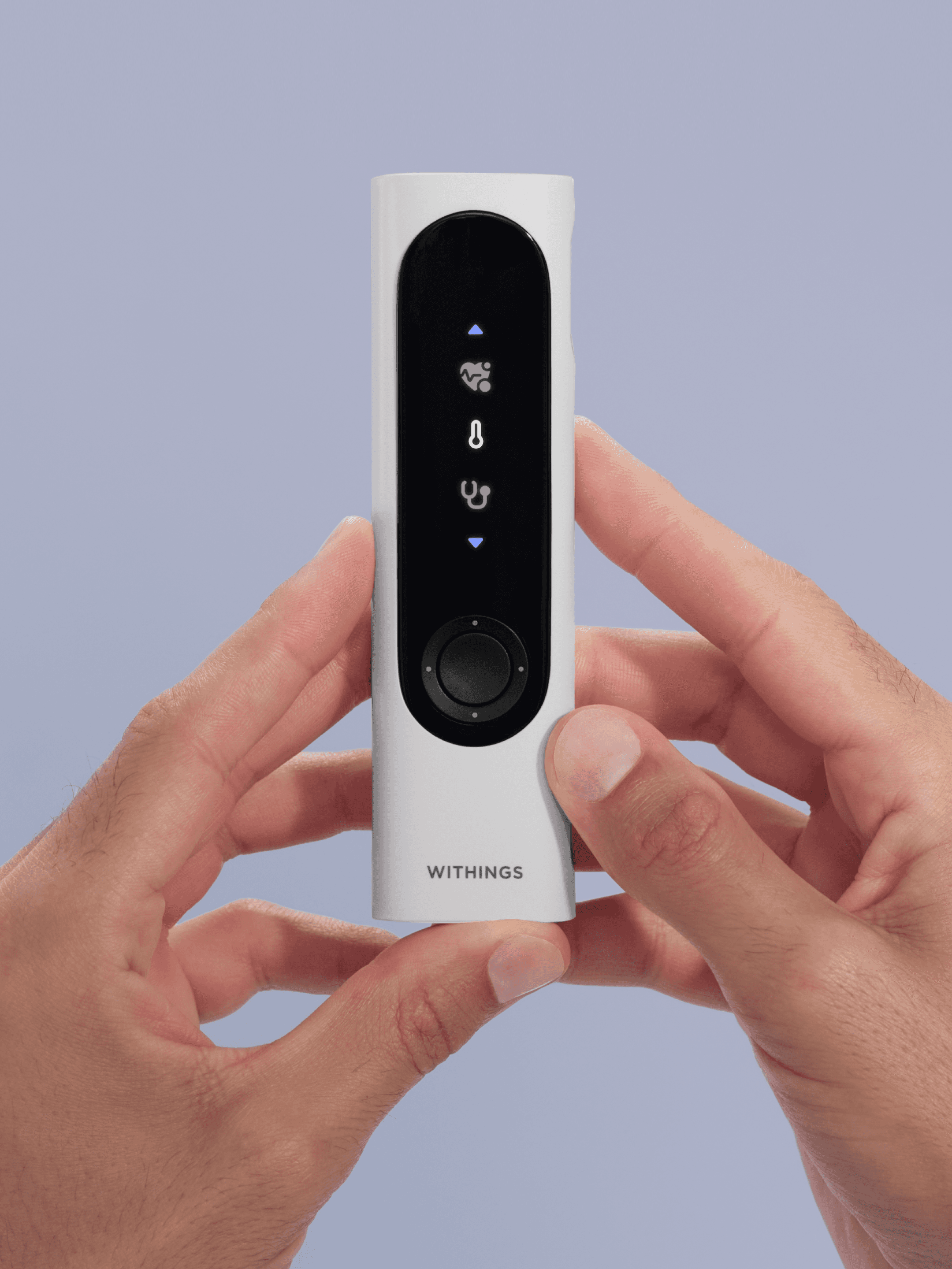 High-fidelity product photography for Withings BeamO, emphasizing compact form factor and premium materials.