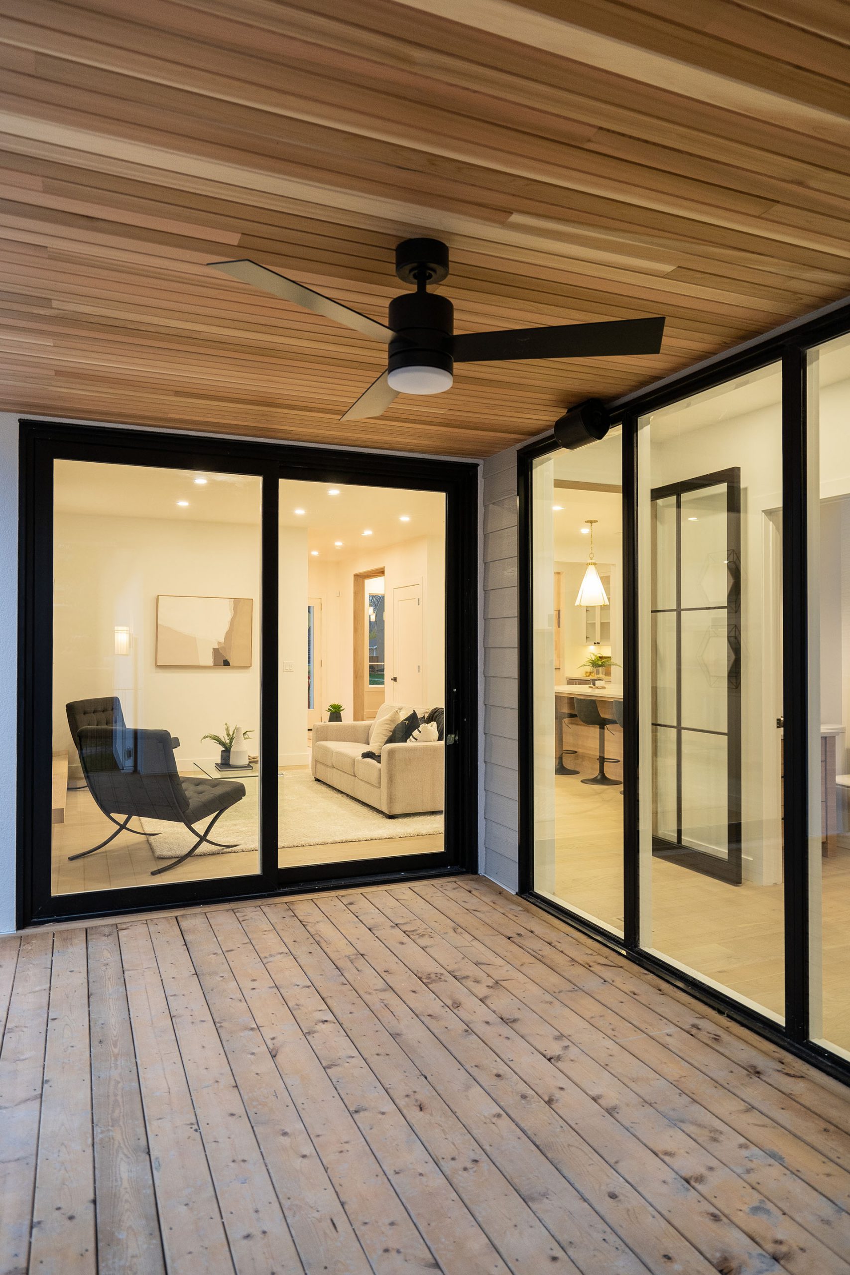 SILEX fiberglass sliding patio door with sleek black frames installed in a modern Ontario home.
