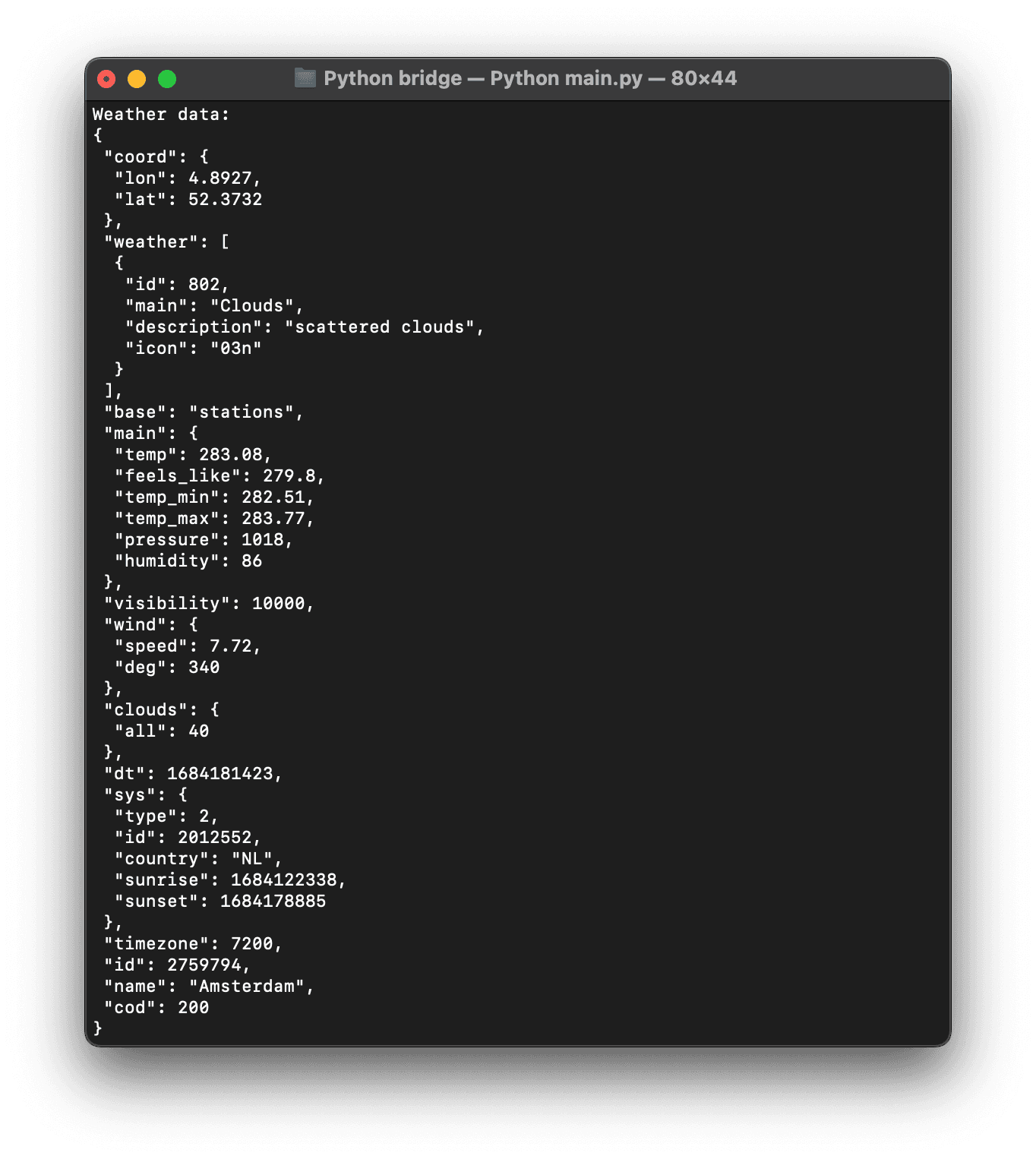weather data for prototype