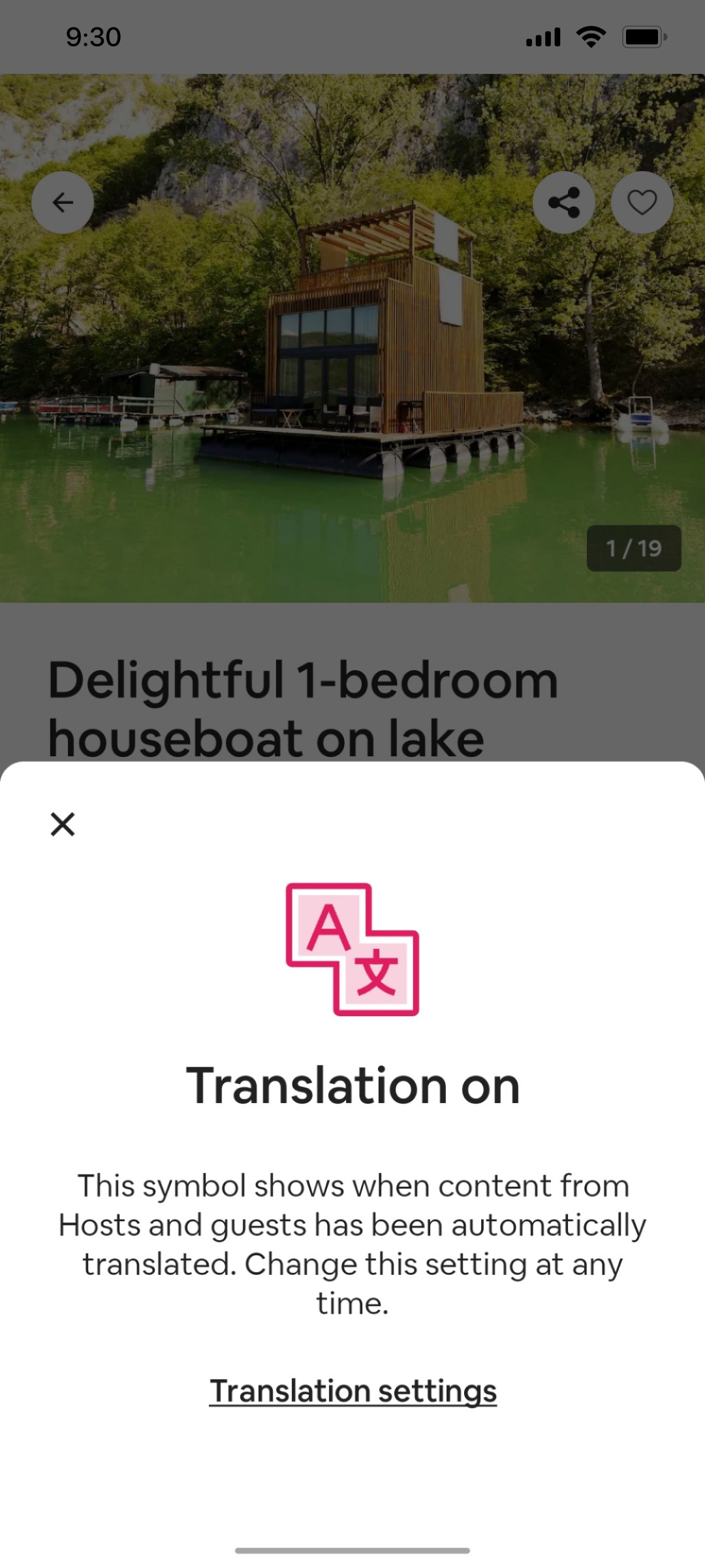 Airbnb Translation On screen
