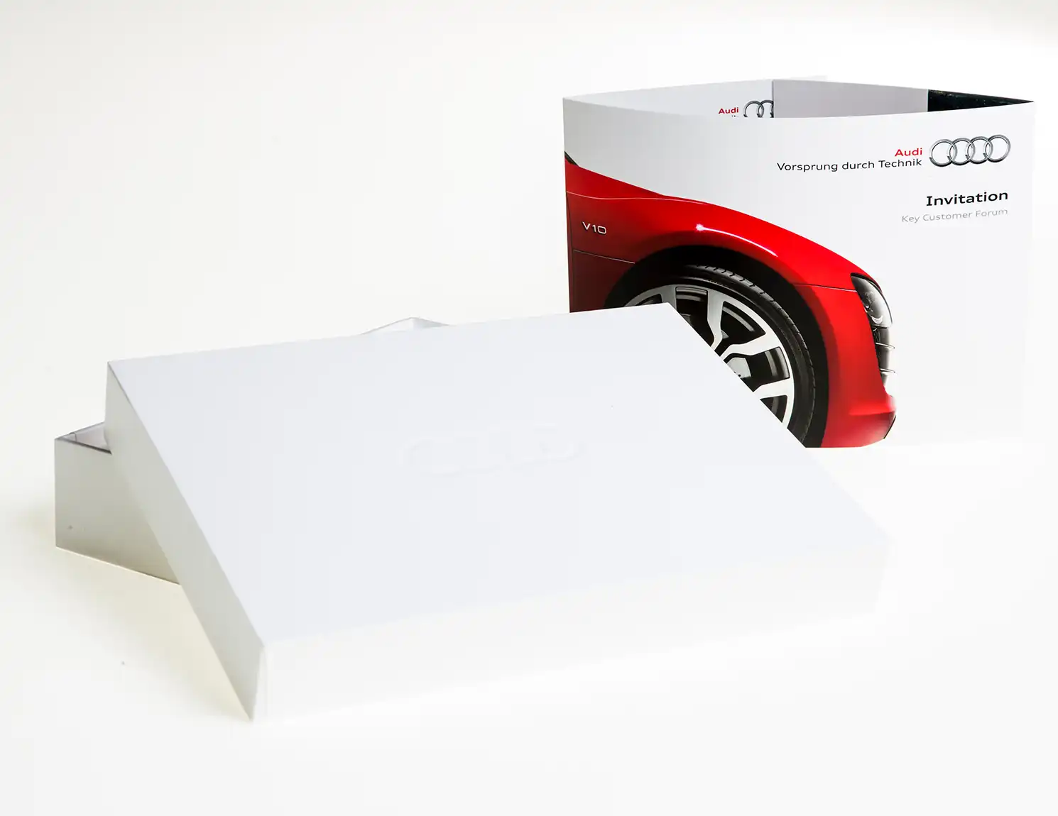 Photograph showing details of Audi event invite