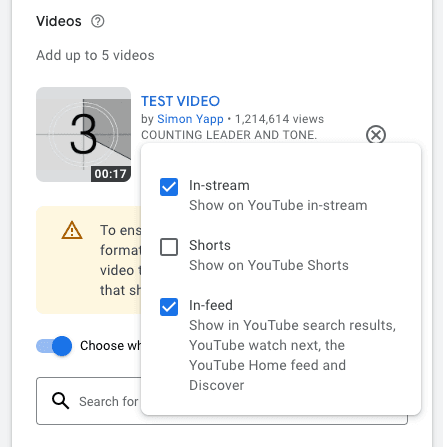 How to disable the shorts placement for your YouTube ad