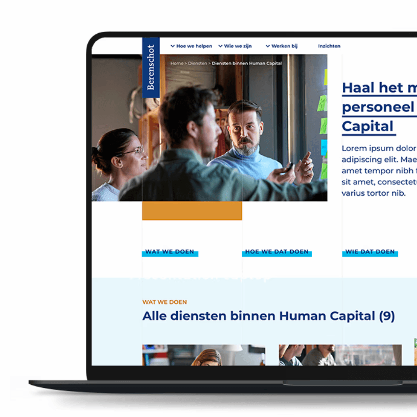 Berenschot website in een laptop