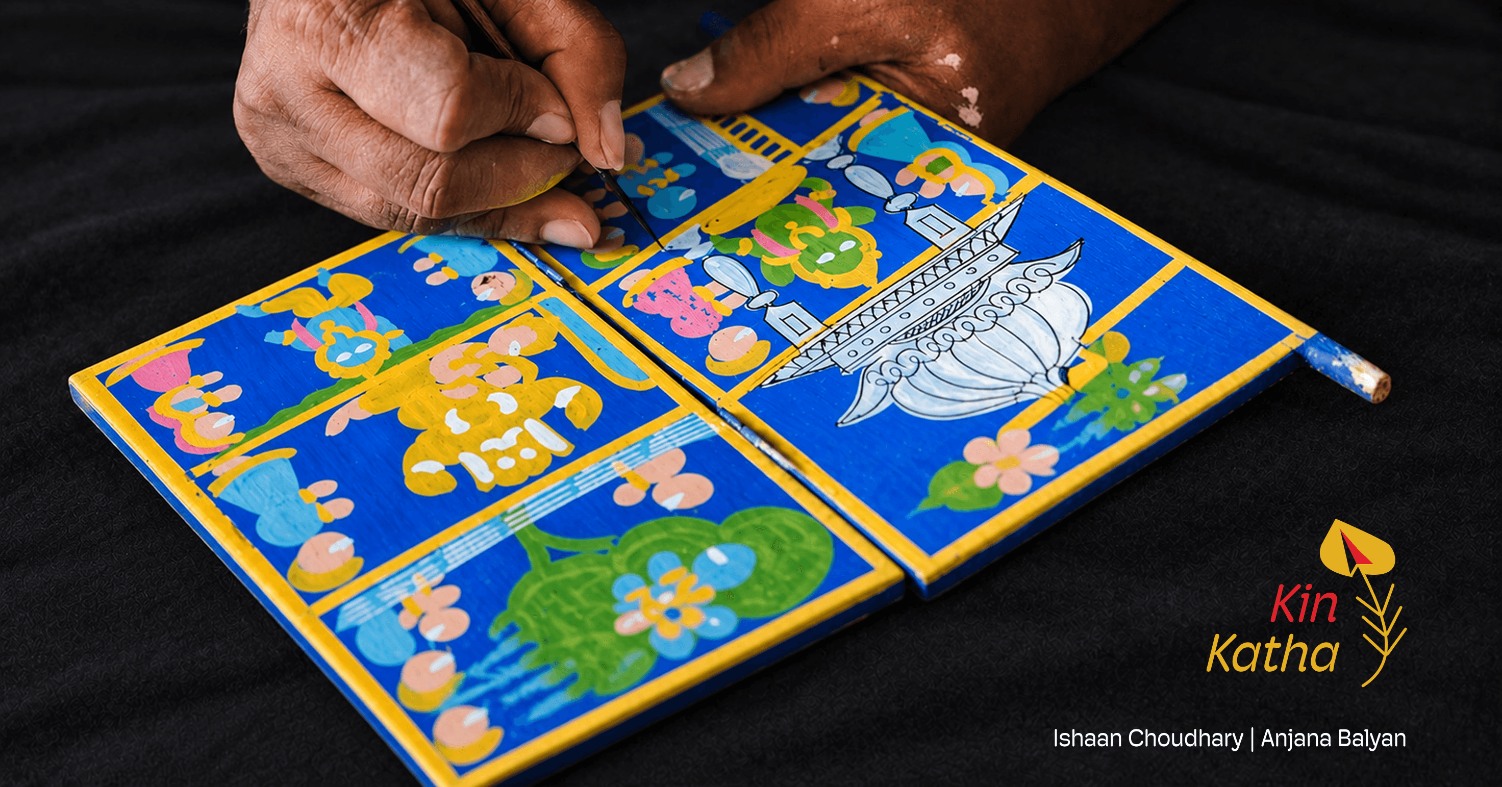 Kin Katha game board, painted in the kavad style